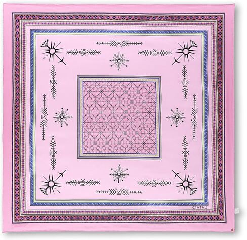 Luxury 100% Silk Scarf for Women – Elegant Folk-Inspired Pattern, Soft & Lightweight, 35" Square, Gift for Her in Kuwait