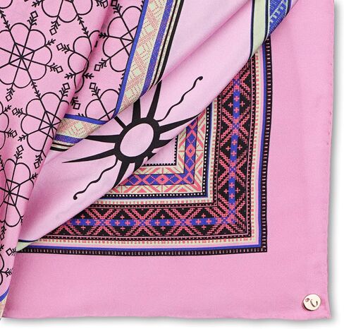 Luxury 100% Silk Scarf for Women – Elegant Folk-Inspired Pattern, Soft & Lightweight, 35" Square, Gift for Her in Kuwait