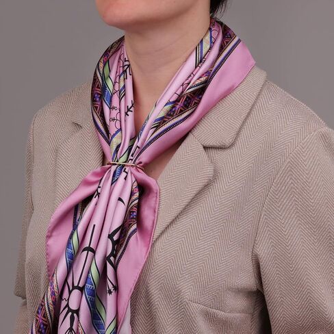 Luxury 100% Silk Scarf for Women – Elegant Folk-Inspired Pattern, Soft & Lightweight, 35" Square, Gift for Her in Kuwait