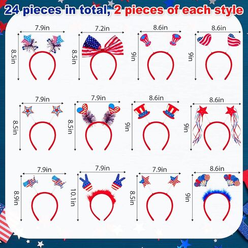 Honoson 48 PCS 4th July Party Forms تشمل 24 نظارة مصراع وطني الولايات المتحدة الأمريكية و 24 يوليو من Head Boppers American Flag Sunglasses for Independence Day Barty Supplies in Saudi Arabia