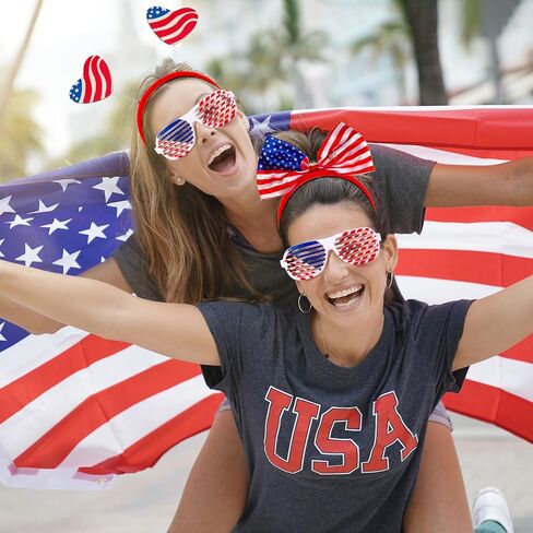 Honoson 48 PCS 4th July Party Forms تشمل 24 نظارة مصراع وطني الولايات المتحدة الأمريكية و 24 يوليو من Head Boppers American Flag Sunglasses for Independence Day Barty Supplies in Saudi Arabia