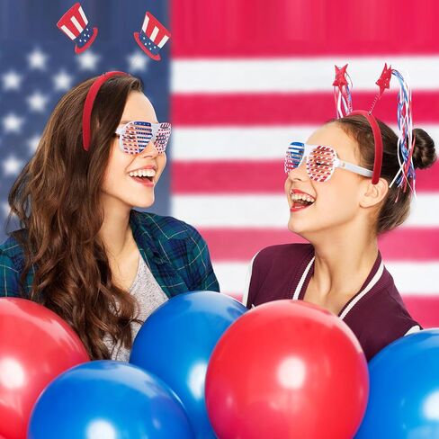 Honoson 48 PCS 4th July Party Forms تشمل 24 نظارة مصراع وطني الولايات المتحدة الأمريكية و 24 يوليو من Head Boppers American Flag Sunglasses for Independence Day Barty Supplies in Saudi Arabia