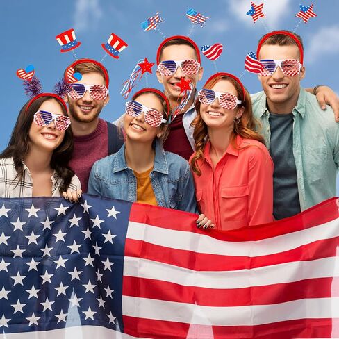 Honoson 48 PCS 4th July Party Forms تشمل 24 نظارة مصراع وطني الولايات المتحدة الأمريكية و 24 يوليو من Head Boppers American Flag Sunglasses for Independence Day Barty Supplies in Saudi Arabia