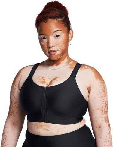 Under Armour Womens Infinity High Impact Zip Sports Bra, (001) Black / / White, Small D-DD in Saudi Arabia