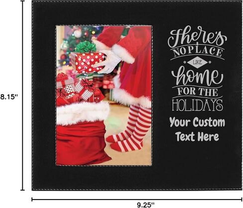 There's No Place Like Home For the Holidays - Christmas Faux Leather Black Leatherette Personalized Group Picture Family Tradition 4x6 Custom Landscape Horizontal Kid's Photo Customized Winter Frame in Saudi Arabia