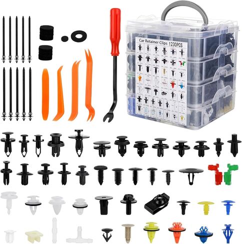 1365Pcs Car Push Retainer Clips Body Clips Plastic Fasteners Kit Fender Rivet Clips 44 Most Popular Sizes Nylon Auto Push Pin Rivets Set for Toyota GM Ford Honda Acura Chrysler,Blue in Saudi Arabia
