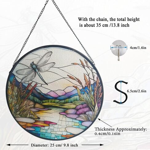 Ocean Sunrise Suncatcher Hanging Stained Glass Window Decor, 9.8'' Sea Wave View Wall Art Panel, Seascape Glass Hanging for Indoor Outdoor Home Decor in Kuwait