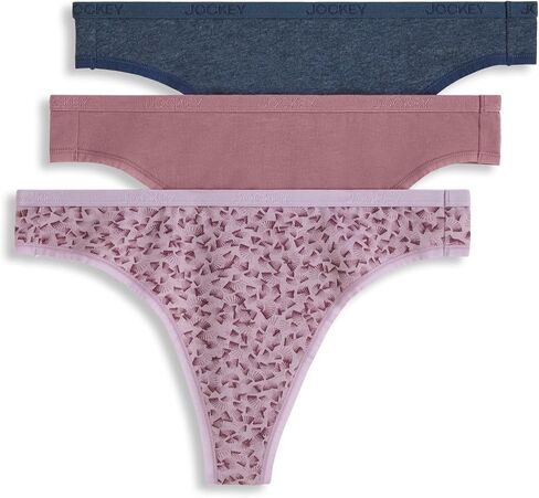 Jockey Women's Underwear Organic Cotton Stretch Logo Thong - 3 Pack in Saudi Arabia