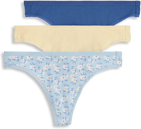 Jockey Women's Underwear Organic Cotton Stretch Logo Thong - 3 Pack in Saudi Arabia