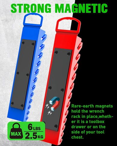SWANLAKE 2-Piece Magnetic Wrench Organizer Toolbox Holder, SAE (1/4'' to 15/16''), Metric (6mm to 24mm) Ratchet Wrench Organizers, Total Hold 24 Slots Wrenches Holder for Tool Box in Kuwait