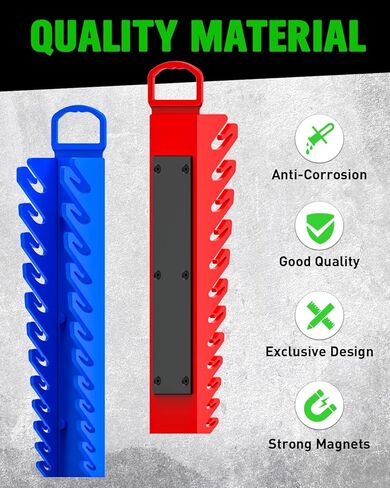 SWANLAKE 2-Piece Magnetic Wrench Organizer Toolbox Holder, SAE (1/4'' to 15/16''), Metric (6mm to 24mm) Ratchet Wrench Organizers, Total Hold 24 Slots Wrenches Holder for Tool Box in Kuwait