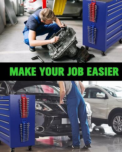 SWANLAKE 2-Piece Magnetic Wrench Organizer Toolbox Holder, SAE (1/4'' to 15/16''), Metric (6mm to 24mm) Ratchet Wrench Organizers, Total Hold 24 Slots Wrenches Holder for Tool Box in Kuwait