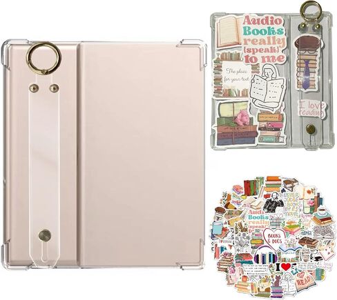 DaFong Clear Case with 50 Sticker(Books Pattern) for 7 Inch Kindle Oasis (10th Generation,2019 and 9th Generation,2017) Thin Slim Lightweight Scratch Proof Silicone Rubber TPU Cover (Transparent) in Saudi Arabia