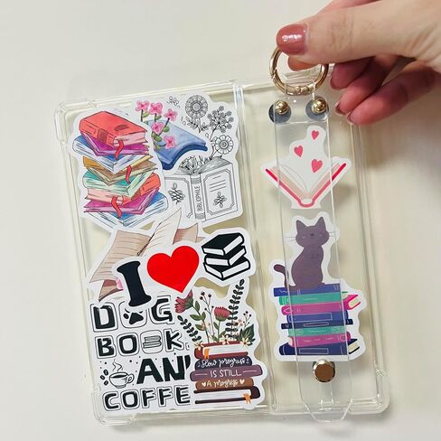 DaFong Clear Case with 50 Sticker(Books Pattern) for 7 Inch Kindle Oasis (10th Generation,2019 and 9th Generation,2017) Thin Slim Lightweight Scratch Proof Silicone Rubber TPU Cover (Transparent) in Saudi Arabia