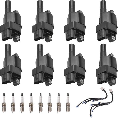 مجموعة ENA من 8 ملف اشتعال مع 8 Iridium Spark Slug و 8 موصل متوافق مع GMC Savana 2500 4.8L V8 استبدال UF414 in Kuwait