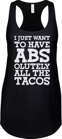 Blittzen Womens Racerback Tank I Just Want to Have Abs - Tacos in Saudi Arabia