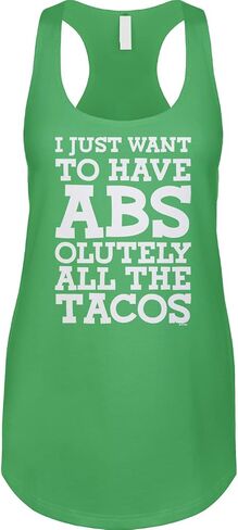 Blittzen Womens Racerback Tank I Just Want to Have Abs - Tacos in Saudi Arabia