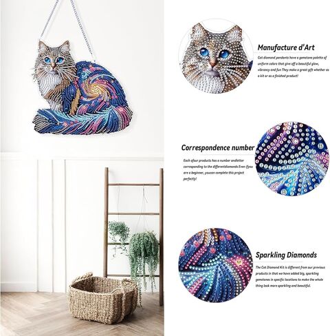 VNRGG DIY Hanging Diamond Art Pendant Painting Kit Butterfly Special Shape Crystal Diamond Art Painting Garden Wall Hanging Kit Hanging Decorations Box Set in Kuwait