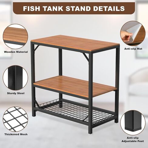 20-29 Gallon Aquarium Stand, 20 Gallon Fish Tank Stand, 30.5" L x 16.5" W x 31.3" H Metal Frame Reptile Tank Stand, Fish Tank Table Stand for Accessories Storage in Saudi Arabia