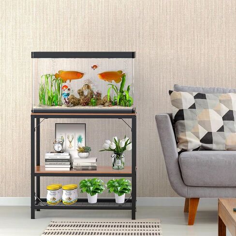 20-29 Gallon Aquarium Stand, 20 Gallon Fish Tank Stand, 30.5" L x 16.5" W x 31.3" H Metal Frame Reptile Tank Stand, Fish Tank Table Stand for Accessories Storage in Saudi Arabia
