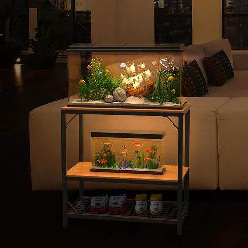 20-29 Gallon Aquarium Stand, 20 Gallon Fish Tank Stand, 30.5" L x 16.5" W x 31.3" H Metal Frame Reptile Tank Stand, Fish Tank Table Stand for Accessories Storage in Saudi Arabia