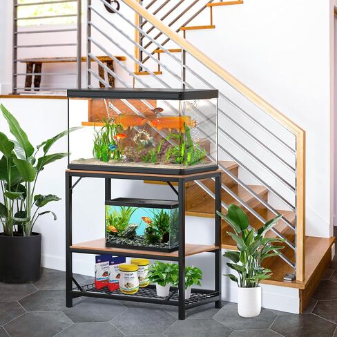 20-29 Gallon Aquarium Stand, 20 Gallon Fish Tank Stand, 30.5" L x 16.5" W x 31.3" H Metal Frame Reptile Tank Stand, Fish Tank Table Stand for Accessories Storage in Saudi Arabia