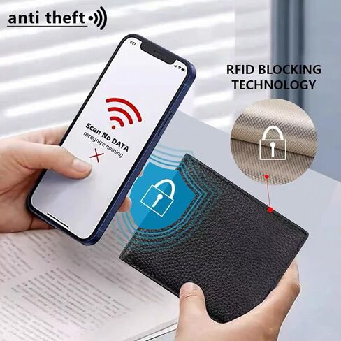 Men's Shielded RFID Wallet - Multi-Card Credit Card Holder, Large Capacity Zipper Change Bag, Leather Coin Bag, Lightweight and Durable, Business and Leisure, Black, Casual in Saudi Arabia