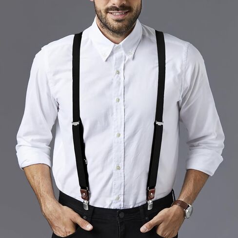 Buyless Fashion Suspenders for Men - 48" Elastic Adjustable Straps 1 1/4" - Y Shape in Kuwait