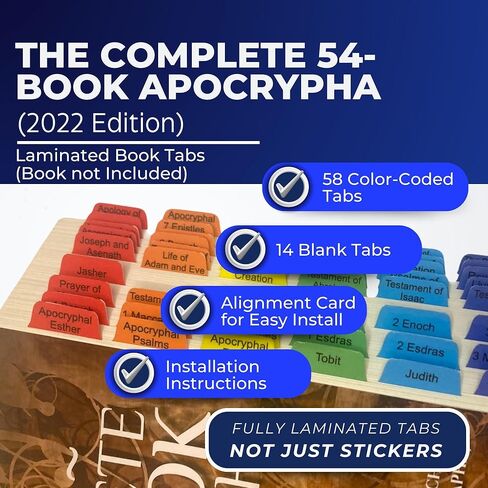 Book Tabs for The Complete 54-Book Apocrypha: 2022 Edition. Laminated, Durable, and Repositionable Tabs (Book not Included) in Saudi Arabia