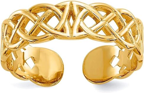 JewelryWeb 4mm 10k الصلبة الذهب الأصفر الذهب الأيرلندي claddagh سلتيك ترينيتي عقدة أخمص القدمين حلقة حلقة in Saudi Arabia
