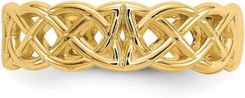 JewelryWeb 4mm 10k الصلبة الذهب الأصفر الذهب الأيرلندي claddagh سلتيك ترينيتي عقدة أخمص القدمين حلقة حلقة in Saudi Arabia