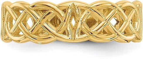 JewelryWeb 4mm 10k الصلبة الذهب الأصفر الذهب الأيرلندي claddagh سلتيك ترينيتي عقدة أخمص القدمين حلقة حلقة in Saudi Arabia