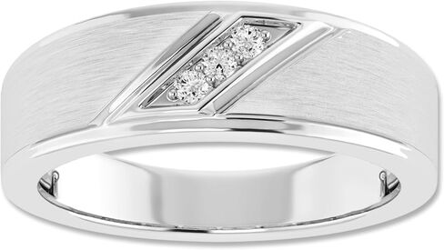 ARCHMAN® Three Stone Wedding Men's Band, 0.10CTW Round Cut Lab Grown Diamond Engagement Ring In 10K Solid Gold in Saudi Arabia