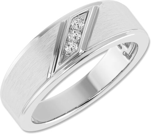 ARCHMAN® Three Stone Wedding Men's Band, 0.10CTW Round Cut Lab Grown Diamond Engagement Ring In 10K Solid Gold in Saudi Arabia