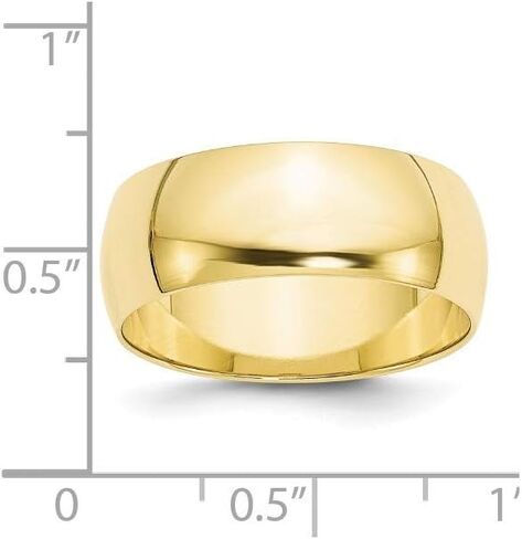 Roy Rose Jewelry 10K Gold Gold 8mm Round Round Band Band Sixies أحجام 4 إلى 14 in Saudi Arabia