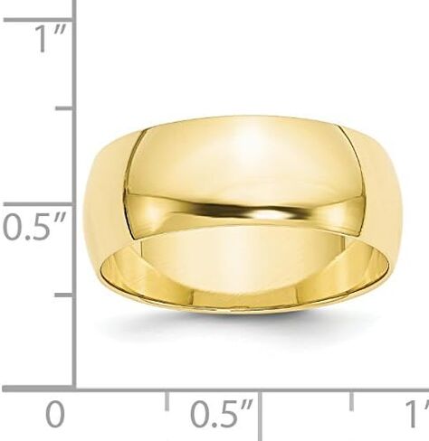 Roy Rose Jewelry 10K Gold Gold 8mm Round Round Band Band Sixies أحجام 4 إلى 14 in Saudi Arabia