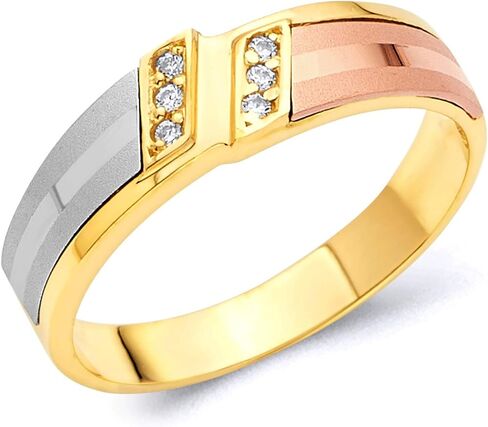 14k Tri Color Gold SOLID Men's Wedding Band in Saudi Arabia