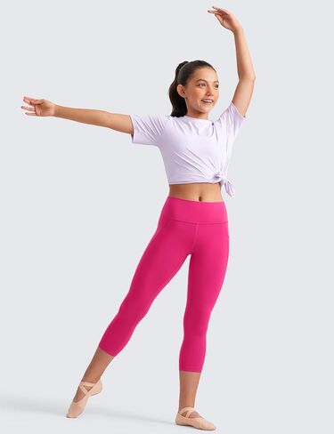 CRZ Yoga Girls Butterluxe Athletic Capri Leggings مع جيوب - عالي الخصر أطفال في سن المراهقة تمرينات نشيطة بنطال يوجا رقصة الرقص in Kuwait