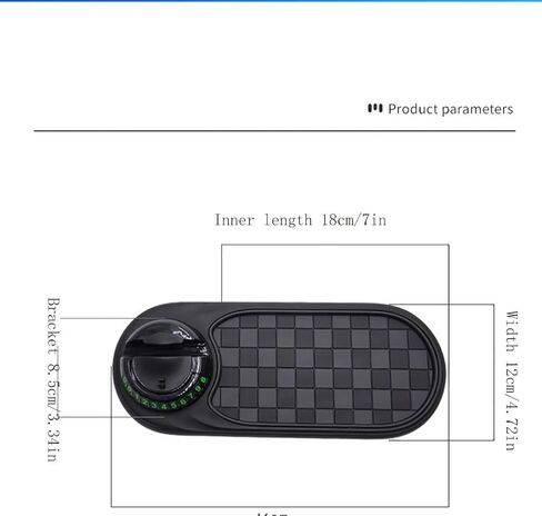 وسادة للسيارة متعددة الوظائف مضاد للسيارة وحامل الهاتف العالمي - وسادة لوحة القيادة القابلة للدوار مضاد للانزلاق مع رقم وقوف السيارات المؤقت ووسادة كبيرة لمفاتيح النظارات الشمسية والأدوات الصغيرة (أسود) in Kuwait