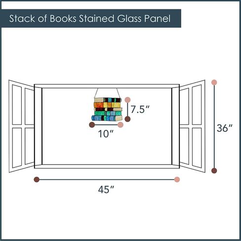 نهر البضائع - 7.5 "كومة عالية من الكتب لوحة نافذة زجاجية ملونة in Kuwait