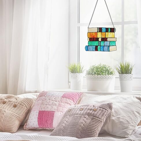 نهر البضائع - 7.5 "كومة عالية من الكتب لوحة نافذة زجاجية ملونة in Kuwait