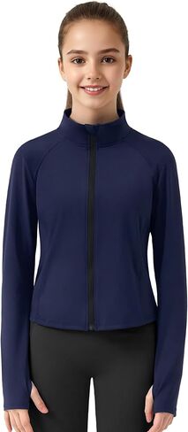 JOCMIC Girls Zip Up Jacket Horse Riding Cropped Shirts Kids Athletic Jackets Fall Winter Outerwear in Saudi Arabia