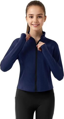 JOCMIC Girls Zip Up Jacket Horse Riding Cropped Shirts Kids Athletic Jackets Fall Winter Outerwear in Saudi Arabia