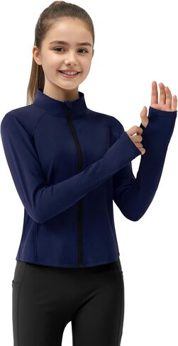 JOCMIC Girls Zip Up Jacket Horse Riding Cropped Shirts Kids Athletic Jackets Fall Winter Outerwear in Saudi Arabia