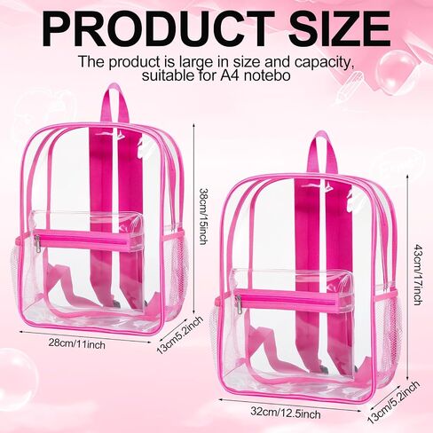 Silkfly 24Pack Clear Backpacks Bulk PVC Transparent Bookbags Heavy Duty See Through Bags with Pockets for Stadium Work Travel (15 x 11 x 3.6 Inches) in Saudi Arabia