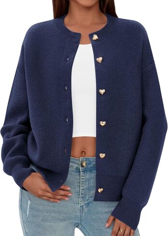 PRETTYGARDEN Cardigan Sweaters for Women Long Sleeve Open Front Button Down Trendy 2025 Fall Fashion Knit Winter Coats in Saudi Arabia