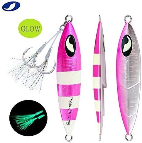 OCEAN CAT 1 قطعة من معدن الرصاص المسطح ذو السقوط البطيء لصيد السمك طُعم القفز العمودي مع خطاف فراشة لصيد الأسماك في المياه المالحة in Kuwait