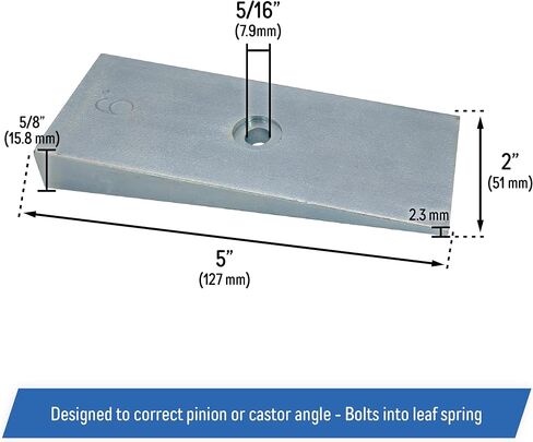2" Wide Steel 6 Degree Shims Wedge for Pinion Angle or Caster - Set of 2, Zinc Plated (6° Degree) in Kuwait