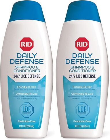 RID Defense Lice Shampoo & Conditioner, Used Daily Provides 24/7 Defense Against Head Lice, 100% Effective, 10.1 Ounce- Pack of 2 in Kuwait