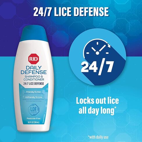 RID Defense Lice Shampoo & Conditioner, Used Daily Provides 24/7 Defense Against Head Lice, 100% Effective, 10.1 Ounce- Pack of 2 in Kuwait